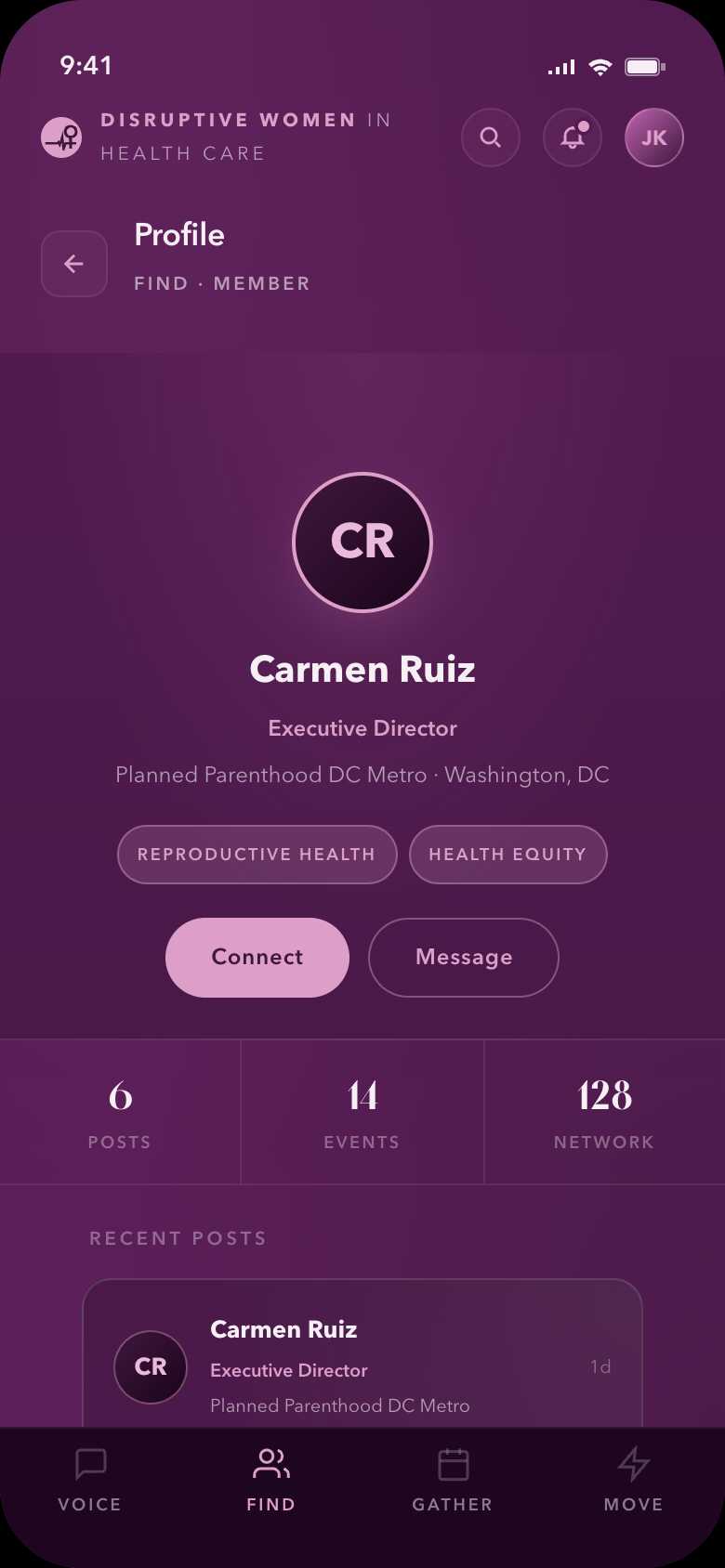 Find — member profile (nonprofit executive director)