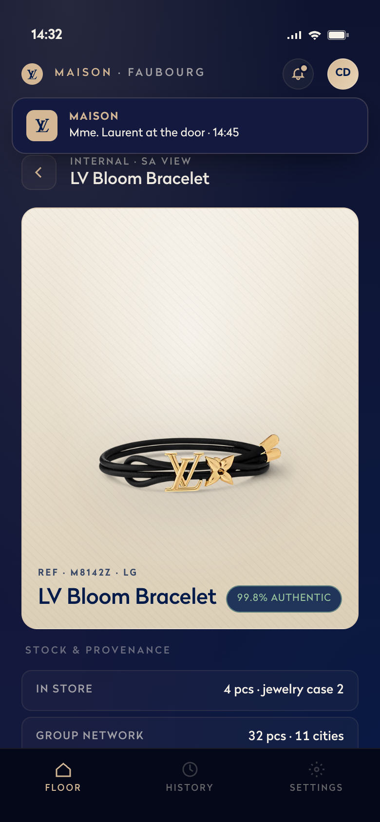 Piece detail — LV Bloom Bracelet composition